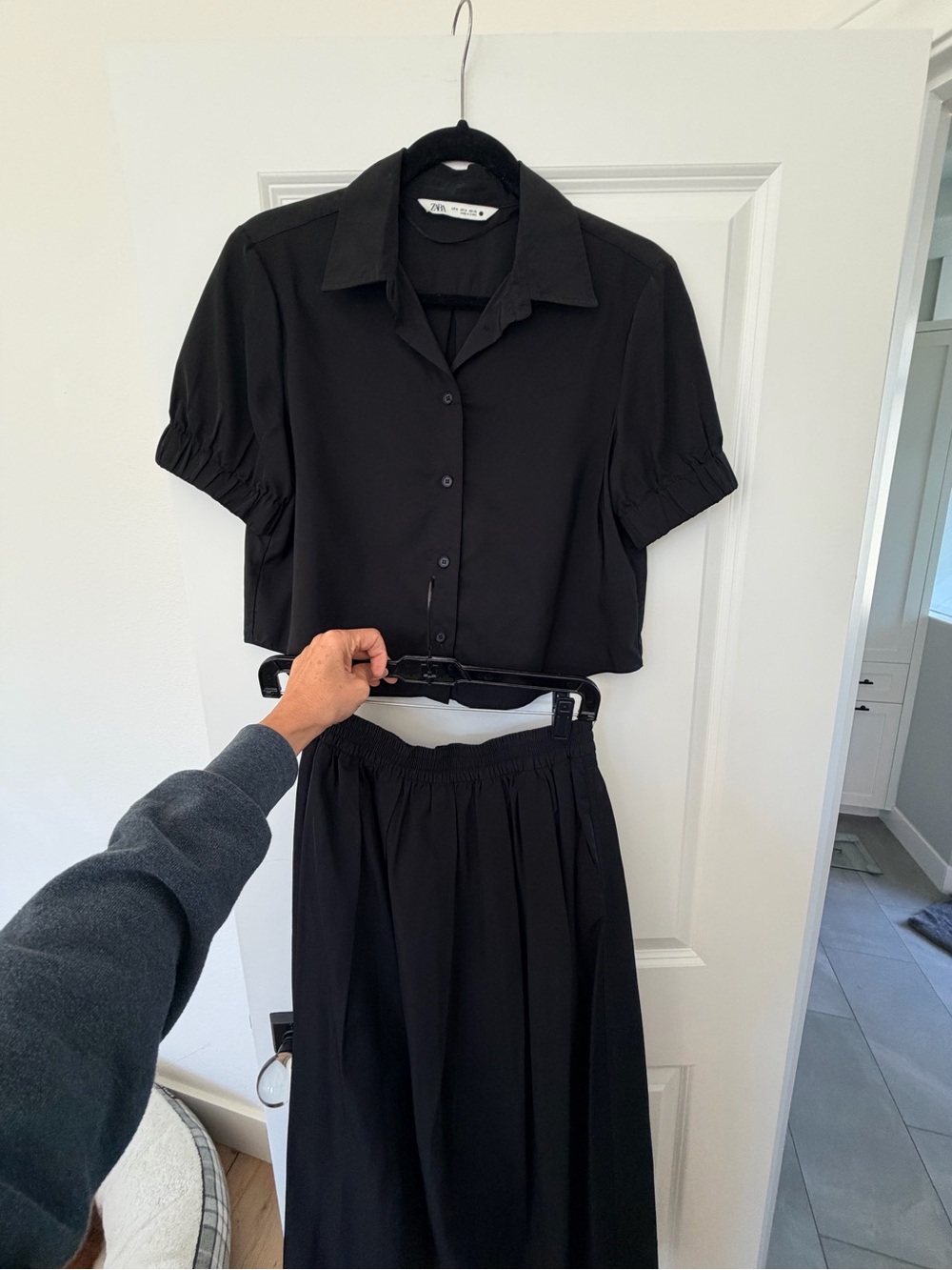 Black Zara top (medium) and long skirt Set (xs/sm)